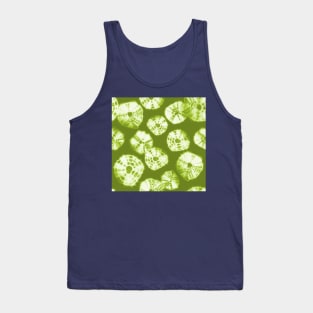 Shibori Kumo tie dye white dots over lime green Tank Top